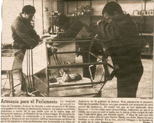  Workshop working in the lanterns for the Andalusian Parliament.